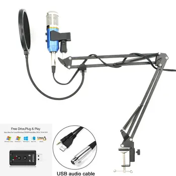 MK F200FL USB Audio Studio Vokálne Nahrávanie Microfono Profesionálne Kondenzátorových Mikrofónov S Držiak na Stojan Pop Filter pre Počítač