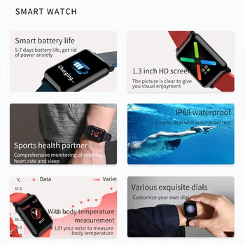 MNWT Nové Smartwatch F54 Vodotesný IP67 Šport Bluetooth Smart Hodinky Mužov plne Dotykový Fitness Sledovanie Krvného Tlaku Smart Hodiny