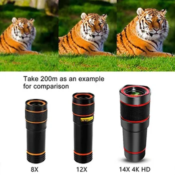 Mobilný Telefón, Fotoaparát Lens14X Super Zoom Zameranie 4K Monokulárne HD Kamera teleobjektívu pre Chytrý Mobilný Telefón