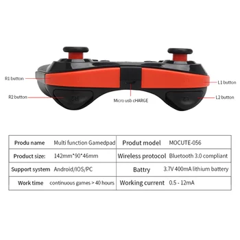 Mocute 054 056 Bluetooth gamepad Android VR Rukoväť Diaľkové Ovládanie PUGB L1 R1 Mobile Ovládač pre Mobilný Telefón, PC, Smart TV Box