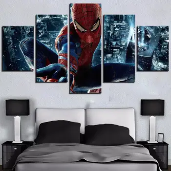 Moderná Maľba Na Plátno na Stenu Umenie Rám Obývacia Izba Dekor HD Vytlačené 5 Kusov Film Modulárny Obrázky Comics Spider Plagát