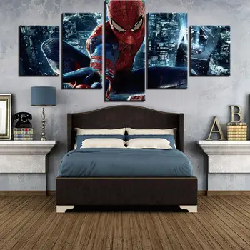 Moderná Maľba Na Plátno na Stenu Umenie Rám Obývacia Izba Dekor HD Vytlačené 5 Kusov Film Modulárny Obrázky Comics Spider Plagát