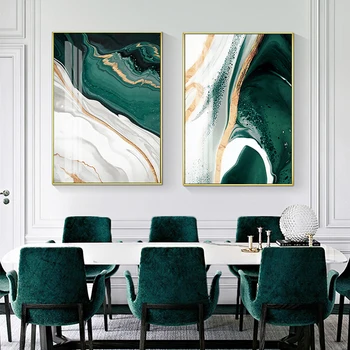 Moderné Abstraktné Tmavo Zelená Zlatá Fólia Linky Mramoru Plátno Umenie Maľby, Obývacia Izba, Spálňa Plagáty Vytlačí Na Stenu Plagát Domova