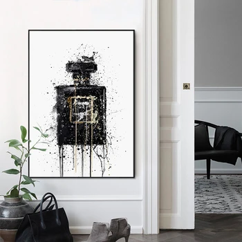 Moderné Abstraktné Umenie Plátno na Maľovanie na Stenu Plagát a Vytlačí Abstraktné Black Parfum Fľašu Obrázky pre Obývacia Izba Domova