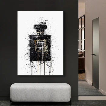 Moderné Abstraktné Umenie Plátno na Maľovanie na Stenu Plagát a Vytlačí Abstraktné Black Parfum Fľašu Obrázky pre Obývacia Izba Domova