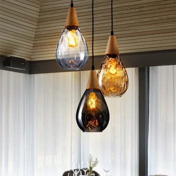 Moderné amber sklo LED Prívesok Svetlá pre obývacia izba kaviareň office ročníka Európskej rustikálny farieb ručne fúkané sklo prívesok na čítanie