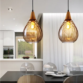Moderné amber sklo LED Prívesok Svetlá pre obývacia izba kaviareň office ročníka Európskej rustikálny farieb ručne fúkané sklo prívesok na čítanie