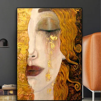 Moderné domácnosti list žien zlaté slzy Plátno na Stenu, dekorácie, maliarstvo, sprej maľovanie cuadros decoracion salón
