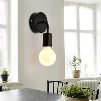 Moderné E27 Nástenné Svietidlo Nordic Železa jednoduché, štýlové steny+lampa led Žiarovky Nástenné svietidlo Krytý Nočné Lampy, Dekorácie Pre Domov Lampa