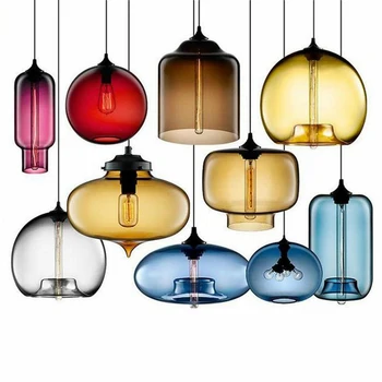 Moderné Farebné Sklo Prívesok Svetlá Farebné Závesné Lampy Loft Hanglamp LED Jedáleň, Kuchyňa Domov Svietidlá Priemyselné Dekor