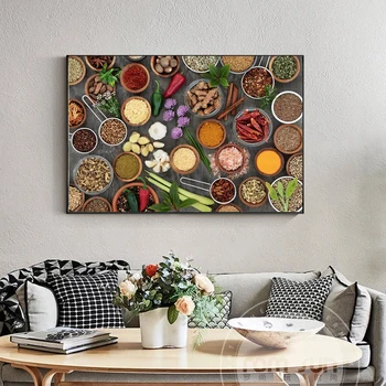 Moderné Korenie Úrodu Zrna Potravín Tapety Kuchyňa Obývacia Izba Pozadí Nástenné Maľby Domáce Dekorácie Nástenná Maľba
