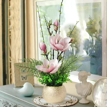 Moderné Kvet Magnólie+Umelý Kvet Bytového Zariadenia, Dekorácie Kvetináč Obývacie Plochy Kvet Usporiadanie Ornament Umenie