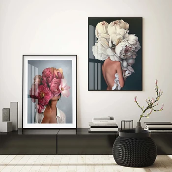 Moderné Kvetinové Dievča Wall Art Obrazy Krásy Plátne Obrazy Galéria Plagáty a Výtlačkov pre Interiér Spálne Domova Bez Rámu
