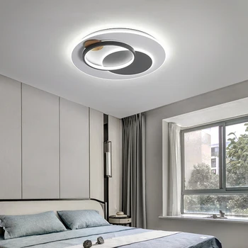 Moderné LED Okrúhle Stropné svietidlo s Diaľkovým Čierna Šedá Krúžok Luster Stmievateľné Osvetlenie Dreva Lampy, Spálňa, Obývacia Izba, Podkrovie