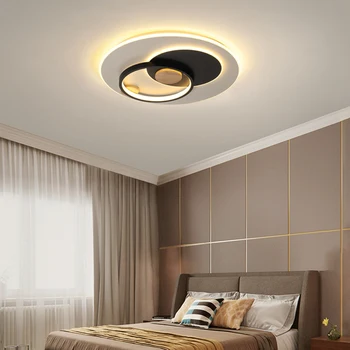 Moderné LED Okrúhle Stropné svietidlo s Diaľkovým Čierna Šedá Krúžok Luster Stmievateľné Osvetlenie Dreva Lampy, Spálňa, Obývacia Izba, Podkrovie