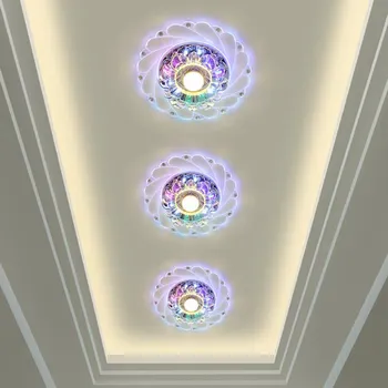 Moderné Led Stropné Svietidlo Kruhové Stropné svietidlo Crystal Farebné 3W Domáce Dekorácie Svetla AC220-240V Chodbe Nádvorie Hotelová Izba