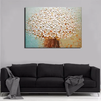 Moderné Maliarstvo Umenie Ručné Maľovanie Obrazy Zdobia Nástenné Dekorácie Abstraktnú olejomaľbu na Plátne biely Kvet