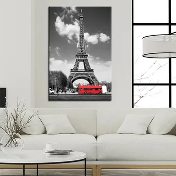 Moderné Mesto Krajiny Plátno na Maľovanie Krajiny Eiffelova Veža V Paríži Plagát na Stenu Obrázok pre Obývacia Izba Domova