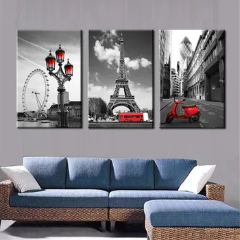 Moderné Mesto Krajiny Plátno na Maľovanie Krajiny Eiffelova Veža V Paríži Plagát na Stenu Obrázok pre Obývacia Izba Domova