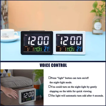 Moderné Módne Domov LED Digitálne Desk Clock - Nočné Veľký Displej LED Budík s Dátum, Teplota