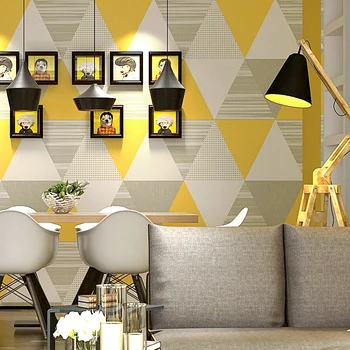 Moderné Módne Žltá Modrá Spálňa Umývateľný Trojuholník Wall Paper Roll Domova Abstraktných De Parede 3D behang Geometrické Tapety