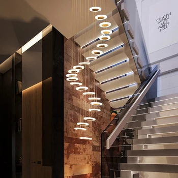 Moderné osvetlenie LED rotačné schodisko luster obývacia izba visí lampa Nordic reštaurácia duplex villa vnútorné osvetlenie