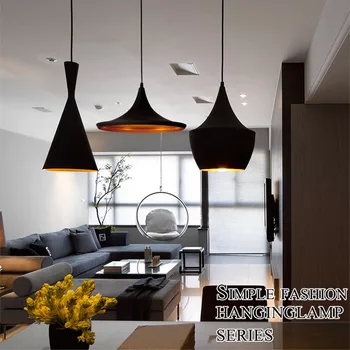 Moderné Priemyselné Black Minimalistický LED E27 Prívesok Svetlo Vnútorné Osvetlenie Jedáleň Lampa Prívesok Lampy Domáce Dekorácie Osvetlenie
