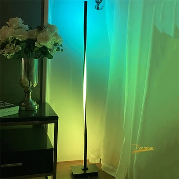 Moderné RGB Stmievanie LED Poschodí Lampy, Obývacia Izba Stojaca Pól Poschodí Svetlo Spálne Úrady Svetlé Vnútorné Dekor Stojan na Čítanie