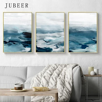Moderné vodné farba modrá more plátno, tlač plagátu Č rám na stenu umelecké plátno obrázok pre domova obývacia izba nástenné maľby