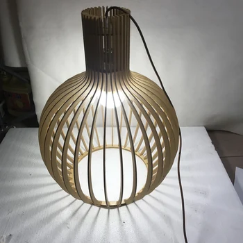 Moderné Čierne Drevo Birdcage E27 žiarovka Prívesok svetlo norbic domov deco bambusu tkanie drevený Prívesok lampa MING