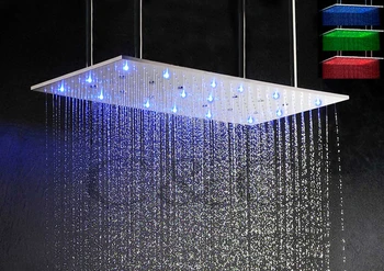 Moderný Daždi Hlavu Vody Power LED Kúpeľňa so Sprchou Nastaviť Nehrdzavejúcej Ocele 800X400 MM Kartáčovaný Batérie, Vaňa