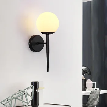 Moderný Jednoduchý sklenenú Guľu Nástenných svietidiel pre Domáce Posteli, Spálne, Chodby, Kúpeľne Nordic Dekor Lampa Zariadenie Kovové Led Sconces E27