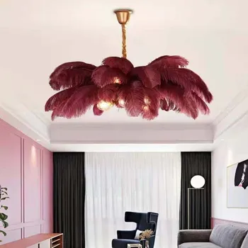 Moderný Prívesok Lampy Všetky Medi Pilier Pierko LED Luster pre Spálňa s Oblečením Dizajn a Dekorácie