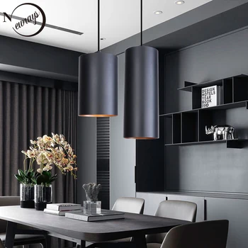 Moderný čierny hliníkový prívesok svetlo LED E27 Nordic industrail závesné lampy, obývacia izba reštaurácia štúdia, spálne, kancelárie loft