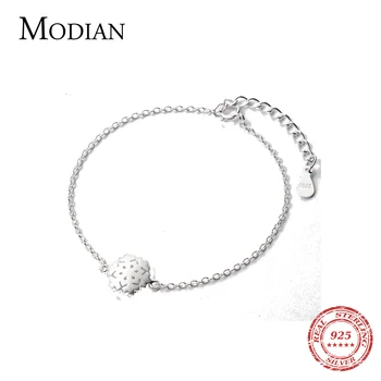 Modian 925 Sterling Silver Matné Snowflake Jednoduché Pre Ženy Reťaz Prepojenie Náramok Nastaviteľné Mincový Striebro Šperky
