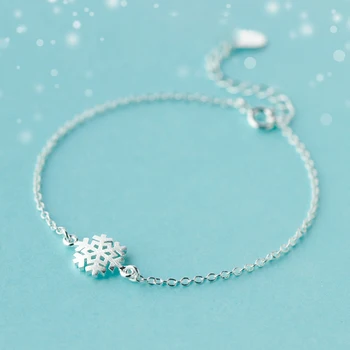 Modian 925 Sterling Silver Matné Snowflake Jednoduché Pre Ženy Reťaz Prepojenie Náramok Nastaviteľné Mincový Striebro Šperky