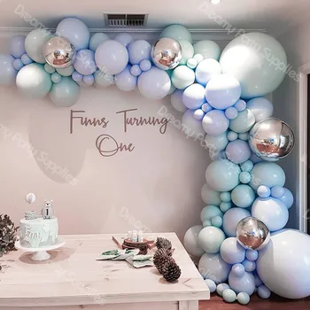 Modrá Biele Macaron Kovové Balón Garland Arch Udalosť Strana Fólie Balons Weding Baby Sprcha Narodeninovej Party Dekor Deti Dospelých