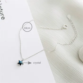 Modré Crystal Star Kúzlo 925 Sterling Silver Náramky Pre Ženy Jednoduché Reťazca Módne Jemné Šperky, Náramky & Bangles