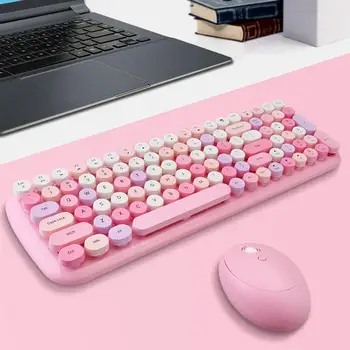 MOFii Ružová Bezdrôtová Klávesnica, Myš, Set Home Office Použitie Klávesnice USB Optická Myš pre Zmiešané Farby Verzia