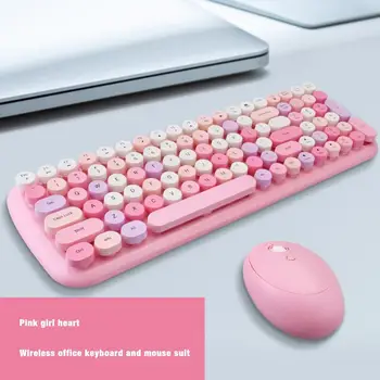 MOFii Ružová Bezdrôtová Klávesnica, Myš, Set Home Office Použitie Klávesnice USB Optická Myš pre Zmiešané Farby Verzia