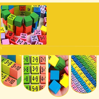 Montessori Detské Drevené Hračky 99 Násobenie Tabuľka Matematika 10*10 Obrázok Bloky Dieťa Začiatku Učiť Vzdelávacie Darčeky