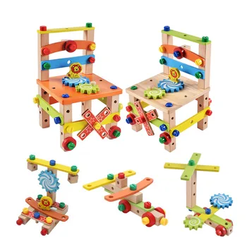 Montessori Hračky DIY Montáž Stoličky Drevené Hračky pre Deti Montessori Vzdelávacích Hračiek Predškolského Zmyslové Hračky Montessori Materiálmi