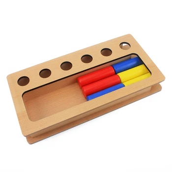Montessori Materiál Deti Hračka Baby Drevo Troj-farebná Valec Vložiť Pole Vzdelávania Vzdelávacie Predškolského Vzdelávania Brinquedos Juguets