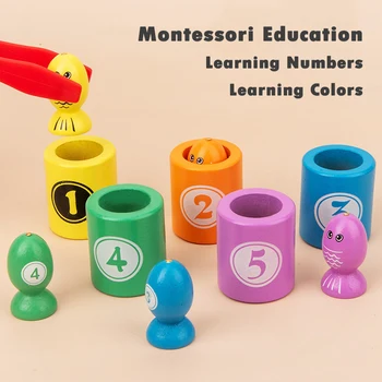 Montessori Rybárske Hračky Triedenie Farieb Zodpovedajúce Drevené Magnetické Rybárske Hry, Baby Klip na Počítanie Vzdelávacie Hračky pre Deti,