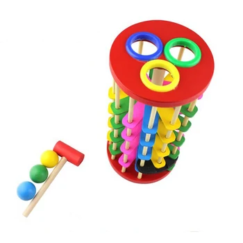 Montessori Vzdelávacie Hračky Drevené Hračky pre Deti Raného Vzdelávania Húsenica Žerie Roll Dreva Veža Hammer Zraziť Hry