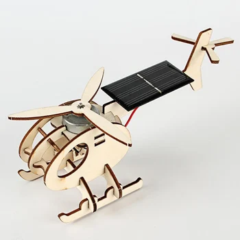 Montované Solárne Drevené Vrtuľník, Lietadlo DIY Lietadla Vedy Vzdelávacích Hračiek, detských Hračiek Darček Tvorivé Model