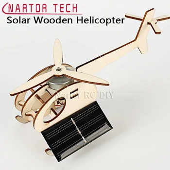 Montované Solárne Drevené Vrtuľník, Lietadlo DIY Lietadla Vedy Vzdelávacích Hračiek, detských Hračiek Darček Tvorivé Model