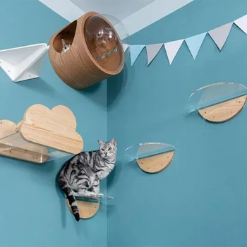 Montáž na stenu Masívneho Dreva Mačka preliezkami Mačka Scratcher Hračka pre Mačky Villa Podstielku Je Jednoduchá Inštalácia