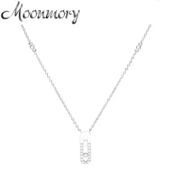 Moonmory 925 Sterling Silver Náhrdelníky Prívesok Pre Ženy, Svadobné Zirkón Striebro Krku Reťaze 2020 Obľúbené Šperky, Vianočné Darčeky