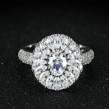 Moonso originálne pevné reálnom prevedení! Elipsovitý Rez Svadobné Zapojenie Prst Prstene pre Ženy zirkónmi, Šperky R4318